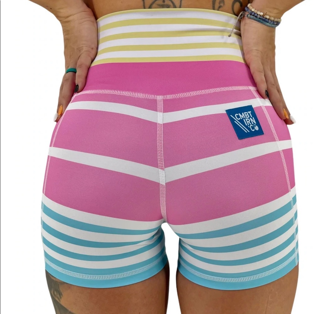 Combat Iron Training Shorts| NO FRONT SEAM | SUMMER STRIPES